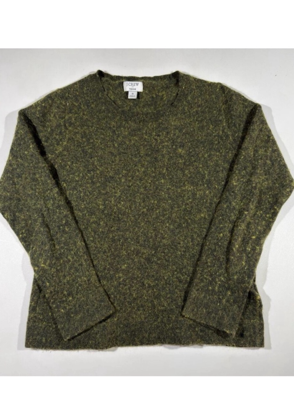 J.CREW Teddie Sweater Womens small Green Cotton Wool Crew Neck Knit Pullover